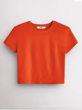 Stelle Short Sleeve Cropped Fitted Tee Shirt Orange size Medium